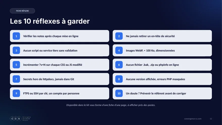 Slide « Les 10 réflexes à garder »